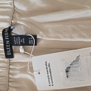 Eileen Fisher Beige Trousers, Sz L NWT 100% SILK